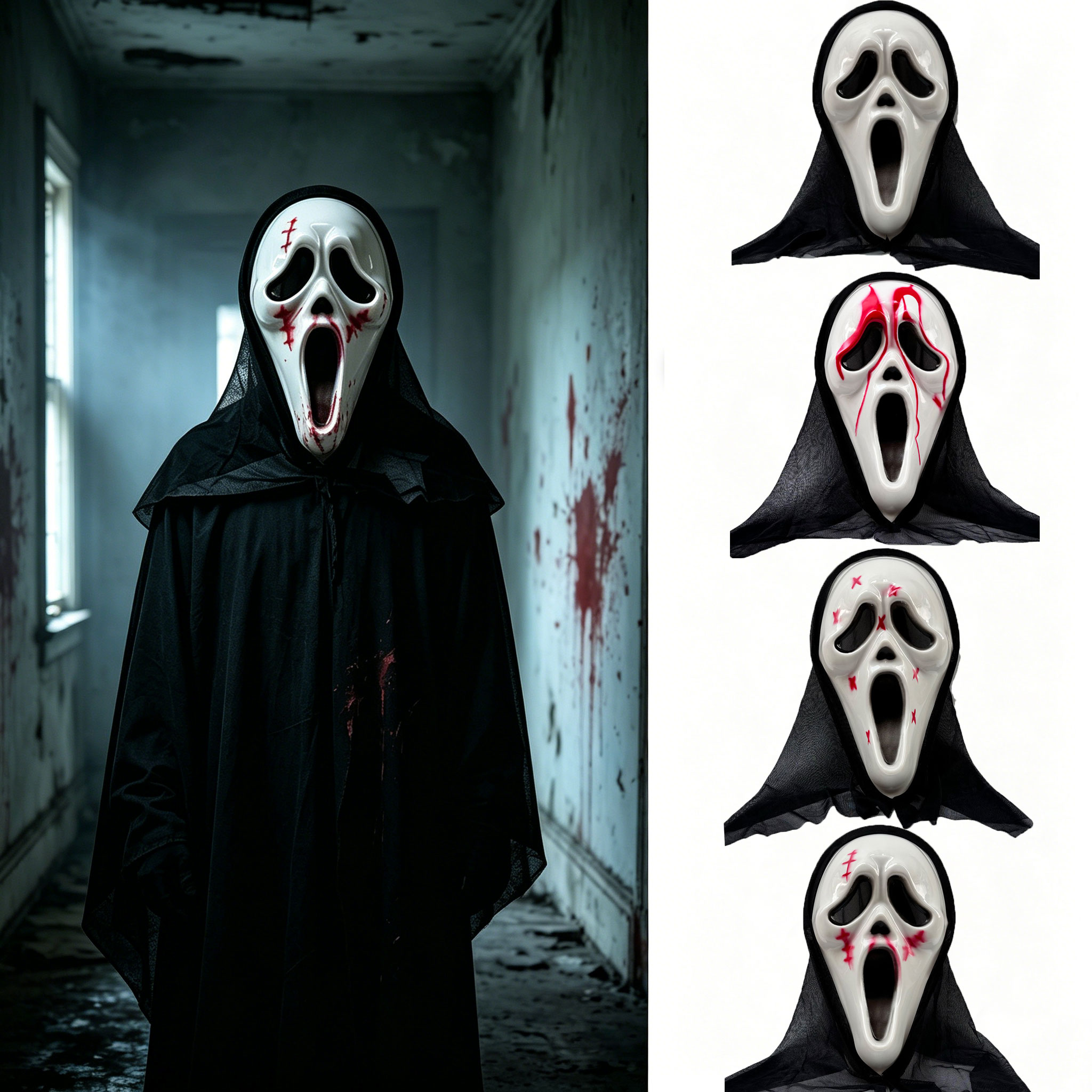 Led Purge Mask Halloween - قناع رعب شبحي بغطاء شبكي أسود