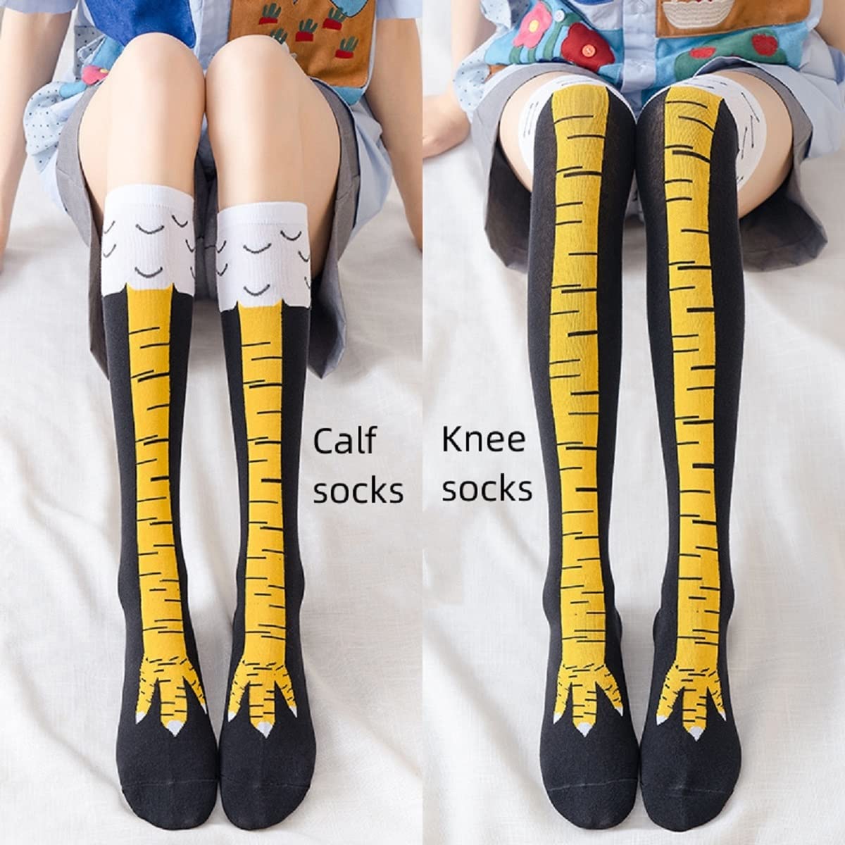 1/2pairs أقدام الدجاج طباعة ال - مراجعة Funny Chicken Leg Socks وسعره