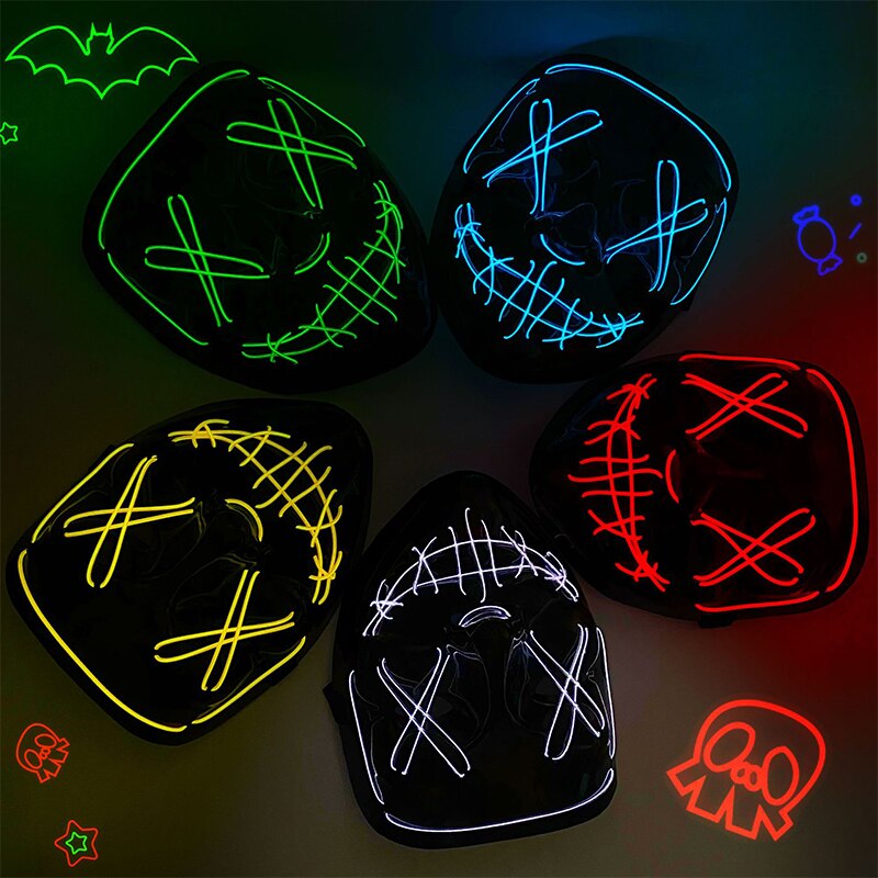 قناع الهالوين النيون LED، قناع - مراجعة Led Purge Mask Halloween وسعره